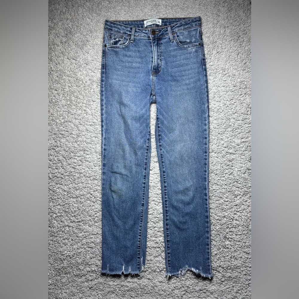 Just Black Jeans Womens 26 Straight High Rise Regular Raw Hem Frayed Edge Party